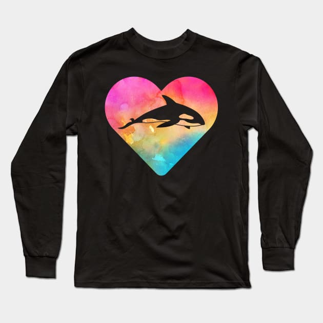 Orca Whale Gift for Girls and Women Long Sleeve T-Shirt by JKFDesigns